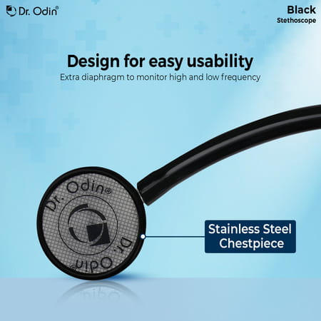 Dr. Odin Black Stethoscope For Doctors & Medical Students