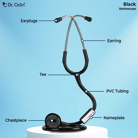 Dr. Odin Black Stethoscope For Doctors & Medical Students