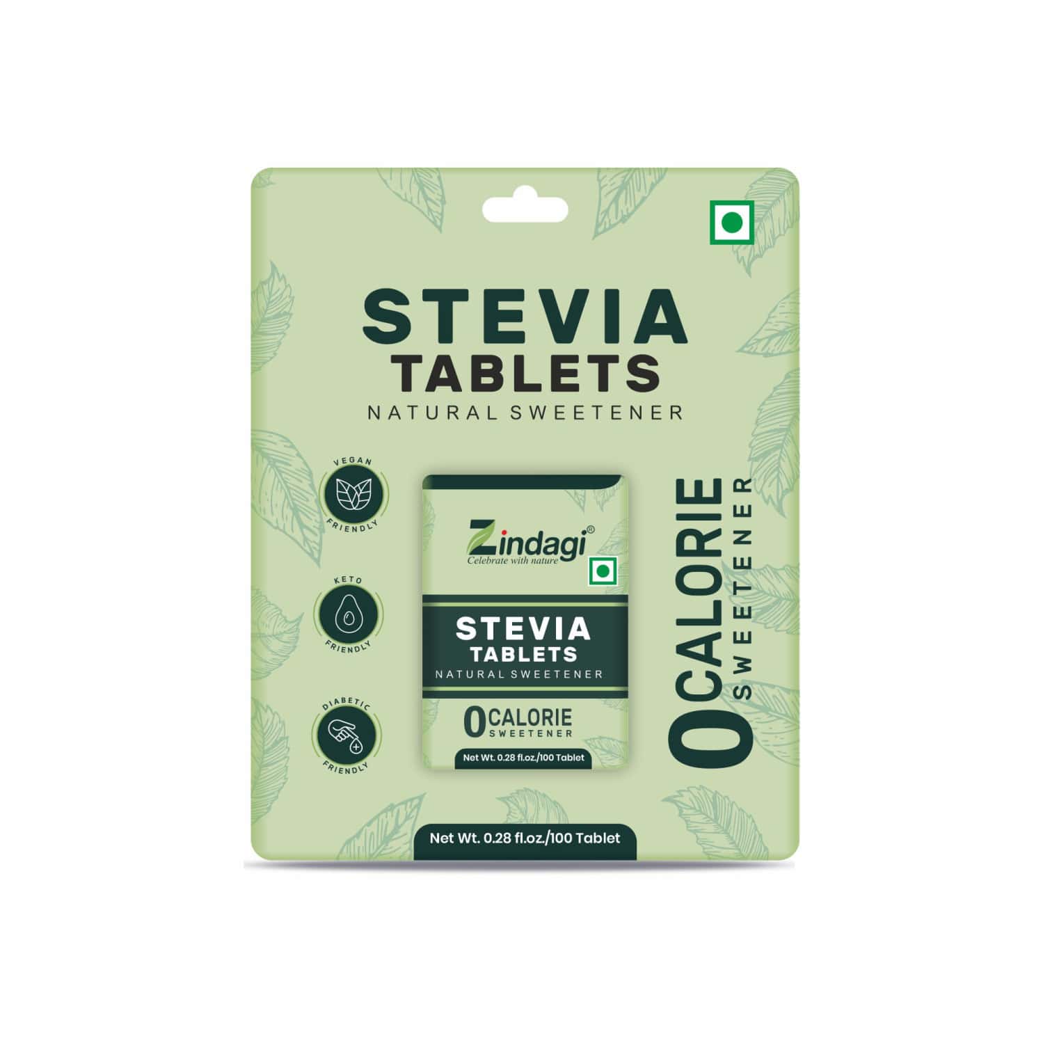 Zindagi Stevia Tablets | Stevia Powder Sugarfree Tablets | Sugar Substitute|100 Tablets| Pack Of 1