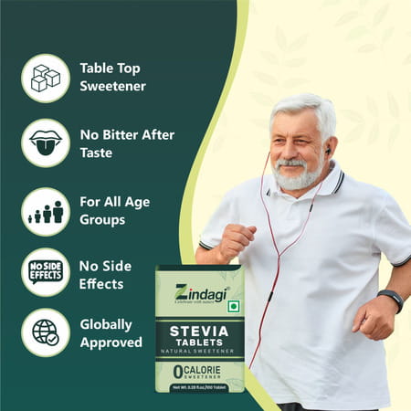 Zindagi Stevia Tablets | Stevia Powder Sugarfree Tablets | Sugar Substitute|100 Tablets| Pack Of 1