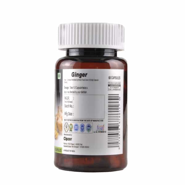 Cipzer Ginger Capsule |Controls Cholesterol Level | Supports The Immune System-60 Capsules