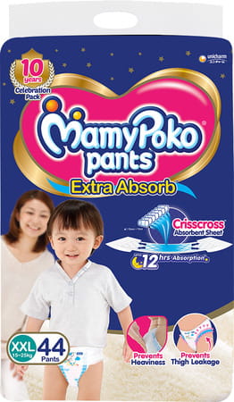 Mamypoko Pants Extra Absorb Diaper (Xxl Size) - 44 Diapers