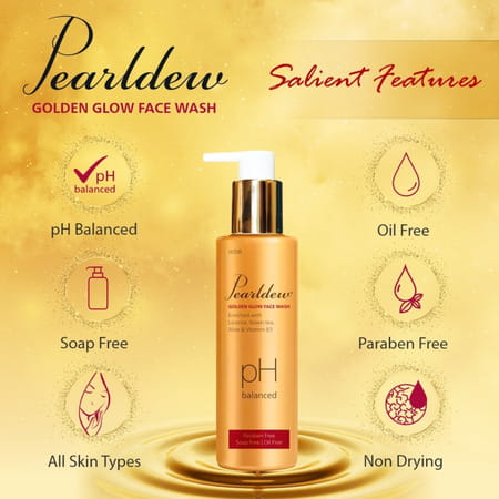 Pearldew Golden Glow Face Wash 100 Ml | Regain Your Glow With Green Tea | Aloe (Pack Of 2)