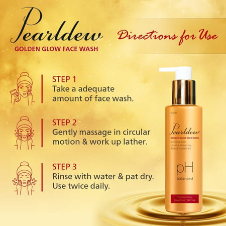 Pearldew Golden Glow Face Wash 100 Ml | Regain Your Glow With Green Tea | Aloe (Pack Of 2)