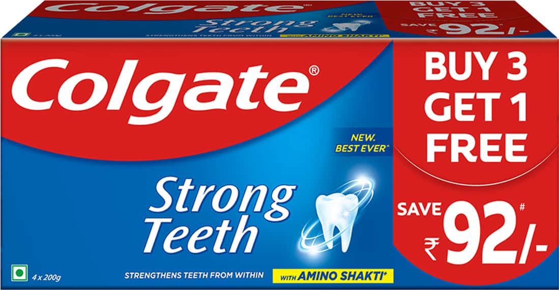 Colgate Strong Teeth Anticavity Toothpaste With Amino Shakti Formula 4x200g - 800g