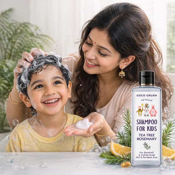 Coco Crush Herbal Kids Anti-Dandruff Shampoo | Neem & Tea Tree | Tear-Free | Sensitive Scalp - 50Ml