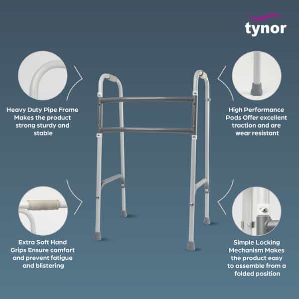 Tynor Walker Foldable Ergo Silver Universal Size 1 Unit