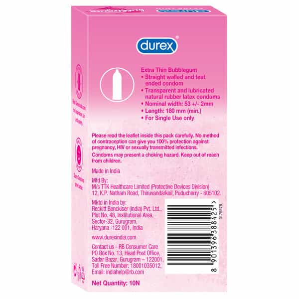 Durex Bubblegum Flavoured Condoms -10S
