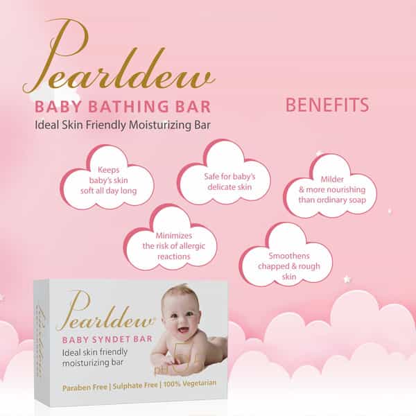 Pearldew Baby Bathing Bar 75 Gm | With Aloe Vera & Jojoba Oil | Paraben Free (Pack Of 3)