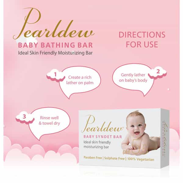 Pearldew Baby Bathing Bar 75 Gm | With Aloe Vera & Jojoba Oil | Paraben Free (Pack Of 3)