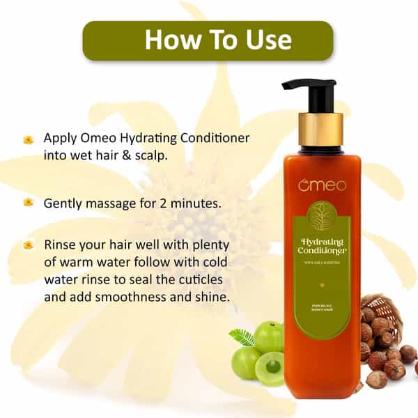 Omeo Hydrating Conditioner With Natural Extracts Of Reetha & Amla | For Men & Women (200Ml)
