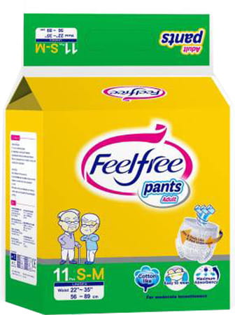 Feel Free Unisex Adult Pull Ups/pant S-m 11's Pack To Fit Sizes (22 -35) 56-89cm