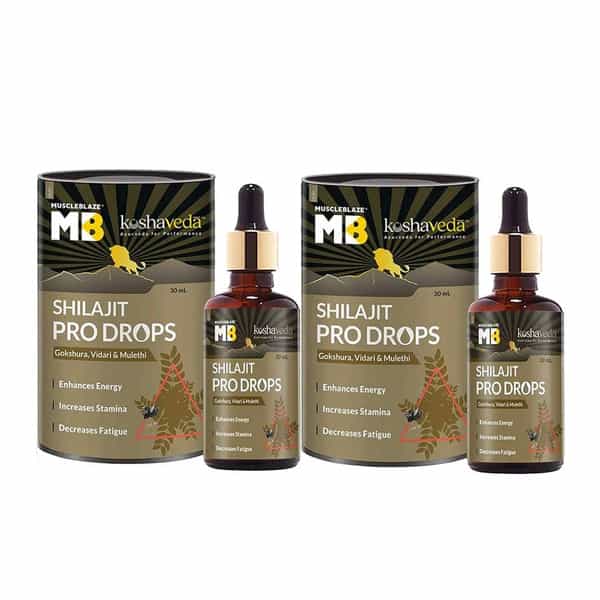 Koshaveda Shilajit Pro Drops By Muscleblaze | Shilajit Original With Gokshura - 30 Ml (Pack Of 2)