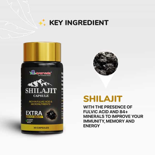 A R Ayurveda Ayurvedic Shilajit Capsules For Men| Natural Men's Vitality Support - 30 Capsules