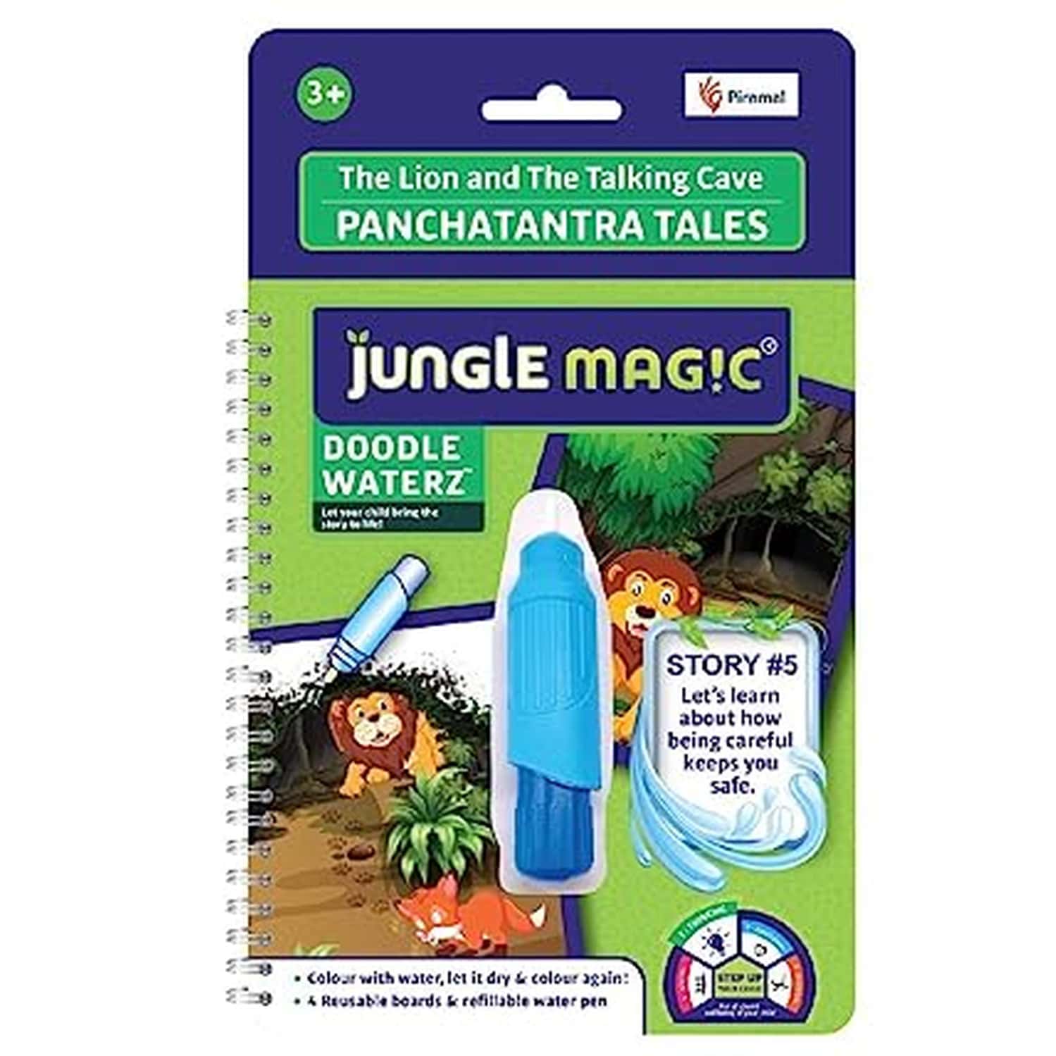 Jungle Magic Doodle Waterz - Reusable I Water Colouring Book I Self-Drying | Easy To Hold | 10 Pcs