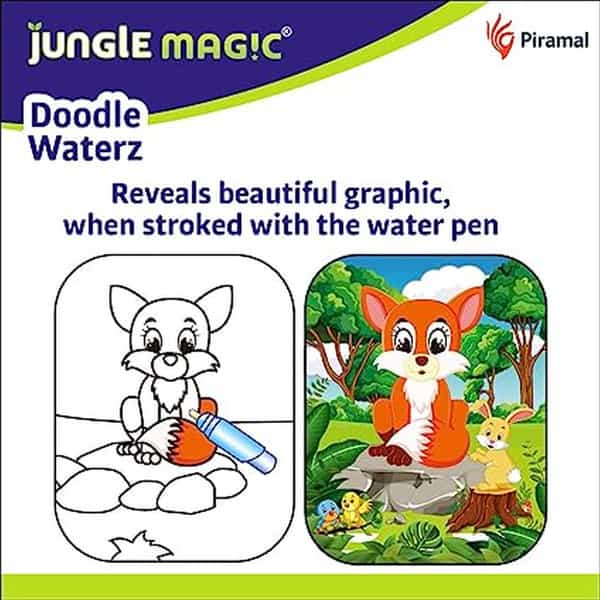 Jungle Magic Doodle Waterz - Reusable I Water Colouring Book I Self-Drying | Easy To Hold | 10 Pcs