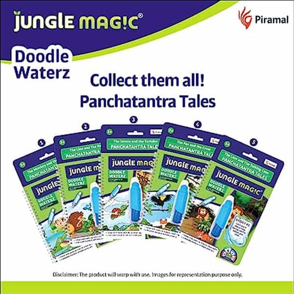Jungle Magic Doodle Waterz - Reusable I Water Colouring Book I Self-Drying | Easy To Hold | 10 Pcs