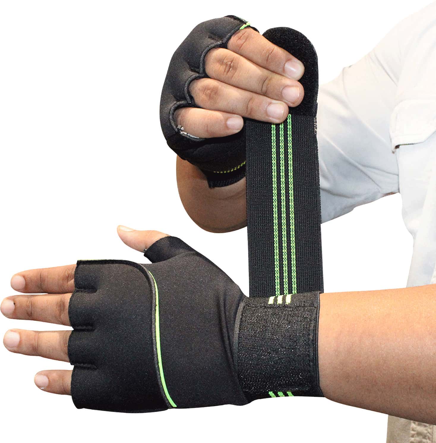 Musclexp Pro-Comfort Durable Gym Sports Gloves Lifting Cycling Non-Slip (Black & Green) 1 Pair