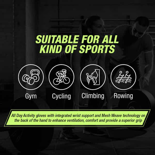 Musclexp Pro-Comfort Durable Gym Sports Gloves Lifting Cycling Non-Slip (Black & Green) 1 Pair