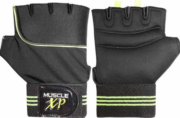 Musclexp Pro-Comfort Durable Gym Sports Gloves Lifting Cycling Non-Slip (Black & Green) 1 Pair