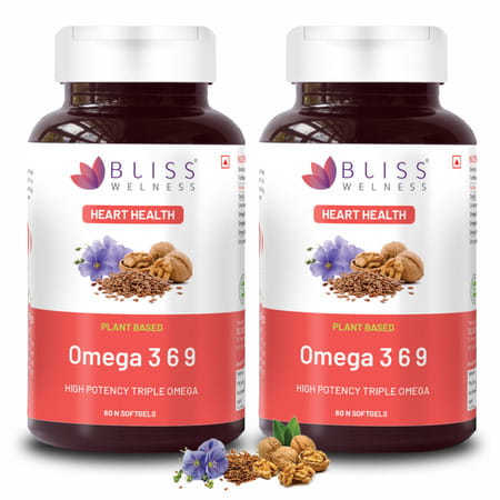 Bliss Welness Omega 369 For Heart, Brain Health Supplement|For Men Women|60 Softgel Capsules| Pack 2