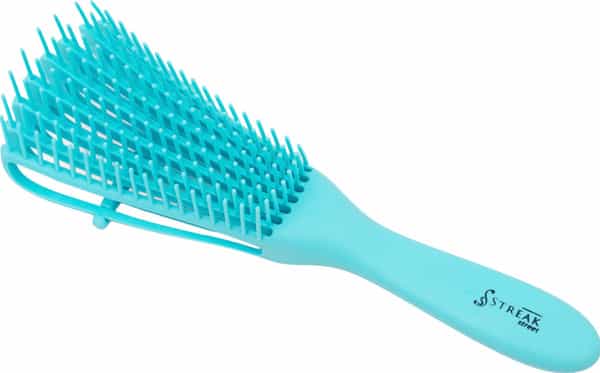 Streak Street Wet And Dry Hair Detangler Hair Brush With Spacing Clip - Blue