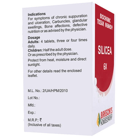 Baksons Homoeopathy Silicea Biochemic Tablet 6X 250 No's