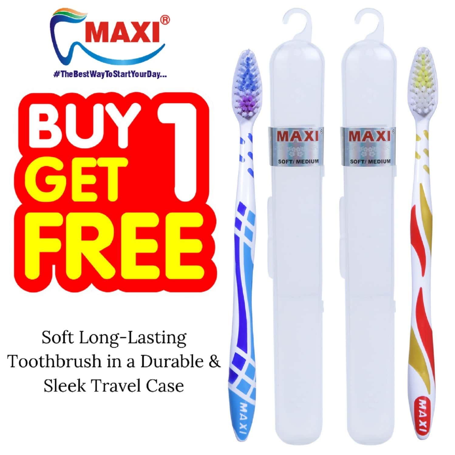 Maxi For You Toothbrush Travel Pack (Buy 1 Get 1 Free)