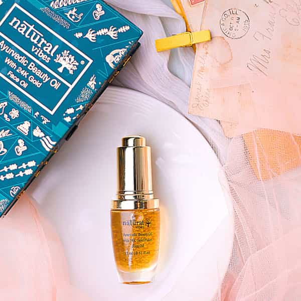 Natural Vibes Gold Beauty Oil - Elixir For Face Lips Neck And Peaceful Sleep - 15 Ml