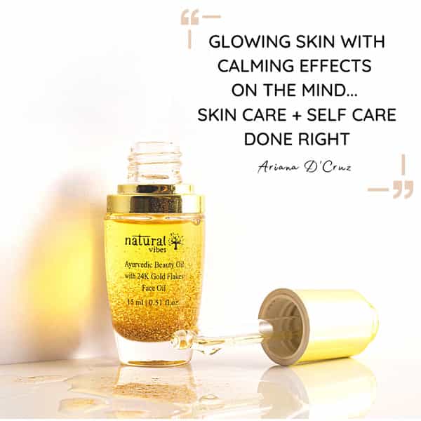 Natural Vibes Gold Beauty Oil - Elixir For Face Lips Neck And Peaceful Sleep - 15 Ml