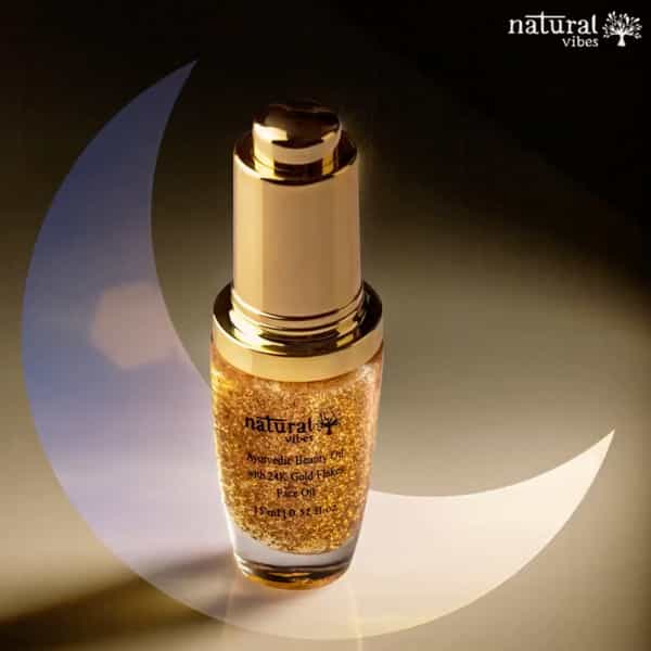 Natural Vibes Gold Beauty Oil - Elixir For Face Lips Neck And Peaceful Sleep - 15 Ml