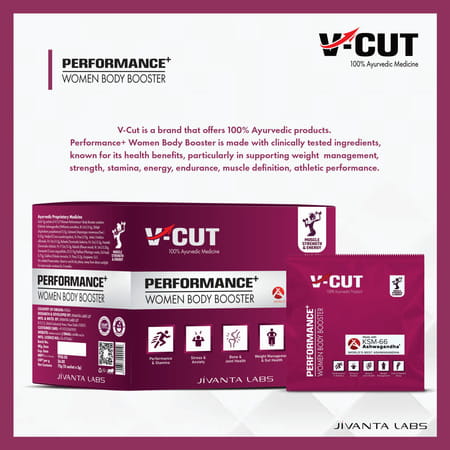 V-Cut Women Body Booster | Ayurvedic Energy & Strength | Boosts Stamina & Immunity - 15 Sachets