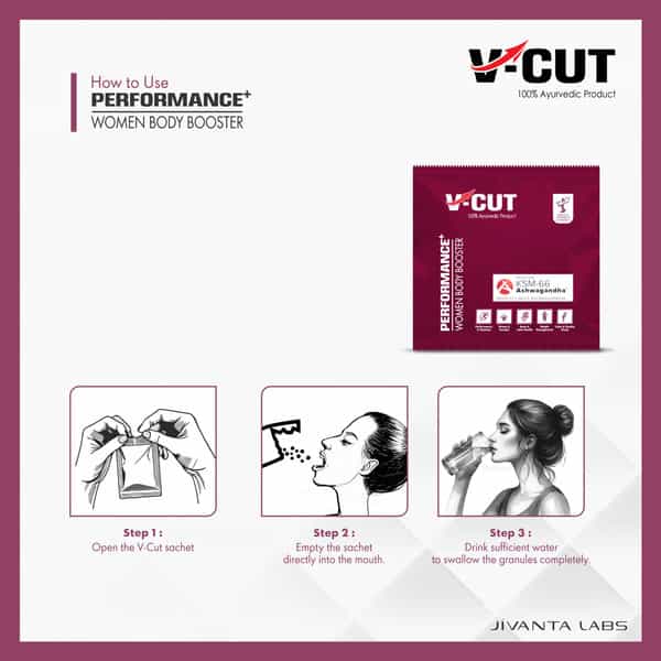 V-Cut Women Body Booster | Ayurvedic Energy & Strength | Boosts Stamina & Immunity - 15 Sachets