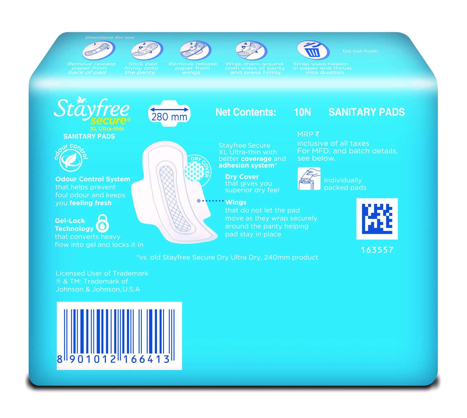 Buy Stayfree Secure Ultra Thin Size Xl Sanitary Pads Pack Of 10 Online
