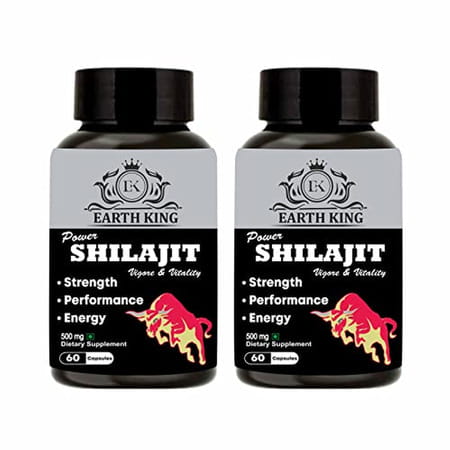 Earth King Power Shilajit/Shilajeet Capsule - 500 Mg 60 Capsules Pack Of 2