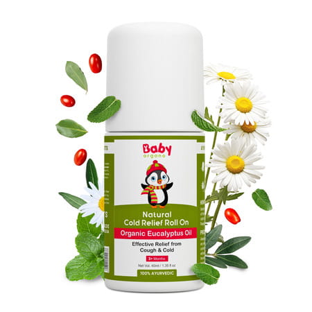Babyorgano Natural Cold Relief Roll-On For Babies Cold | Cough | Nose Block & Chest Congestion 40ml