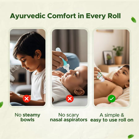 Babyorgano Natural Cold Relief Roll-On For Babies Cold | Cough | Nose Block & Chest Congestion 40ml