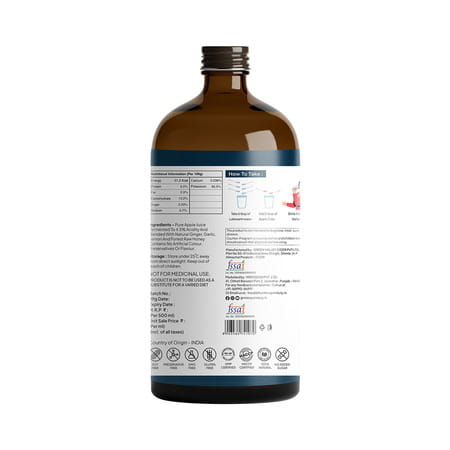 Miduty Apple Cider Vinegar-Raw Honey Lemon Garlic Ginger-Weight Loss-Acv With Mother Vinegar -500ml