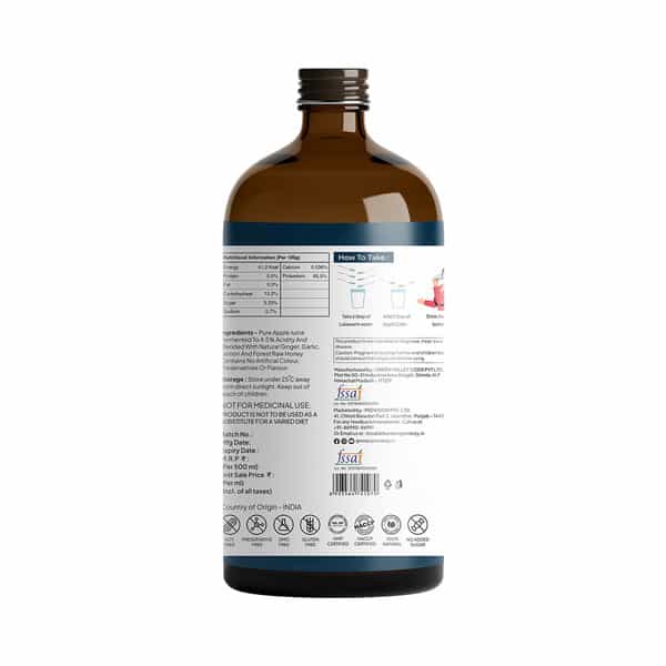 Miduty Apple Cider Vinegar-Raw Honey Lemon Garlic Ginger-Weight Loss-Acv With Mother Vinegar -500Ml