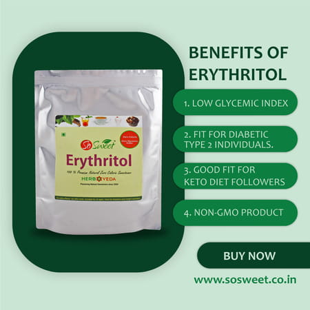 So Sweet Erythritol Powder 250gm Natural Sweetener Sugar Free (Pack Of 3)