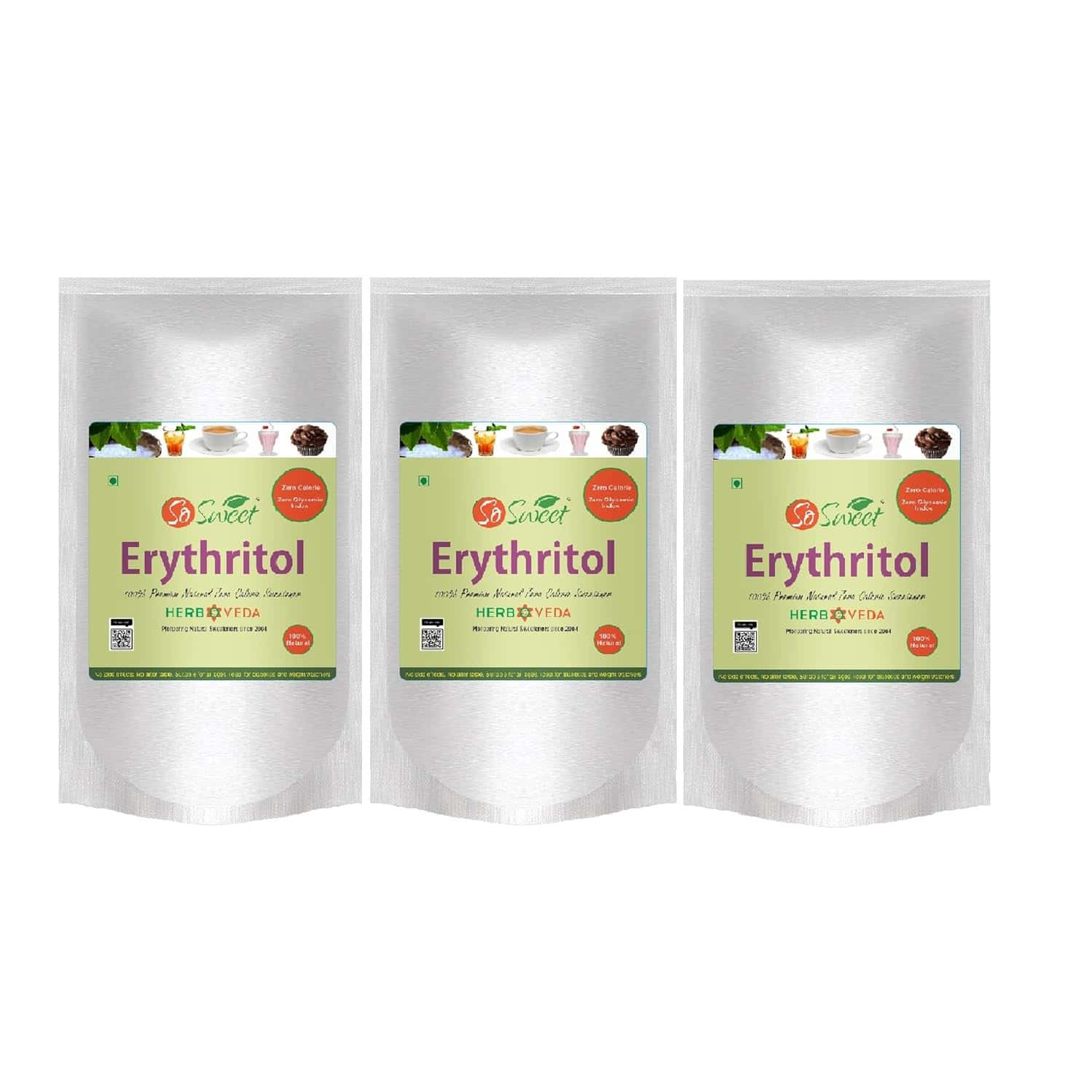 So Sweet Erythritol Powder 250gm Natural Sweetener Sugar Free (Pack Of 3)