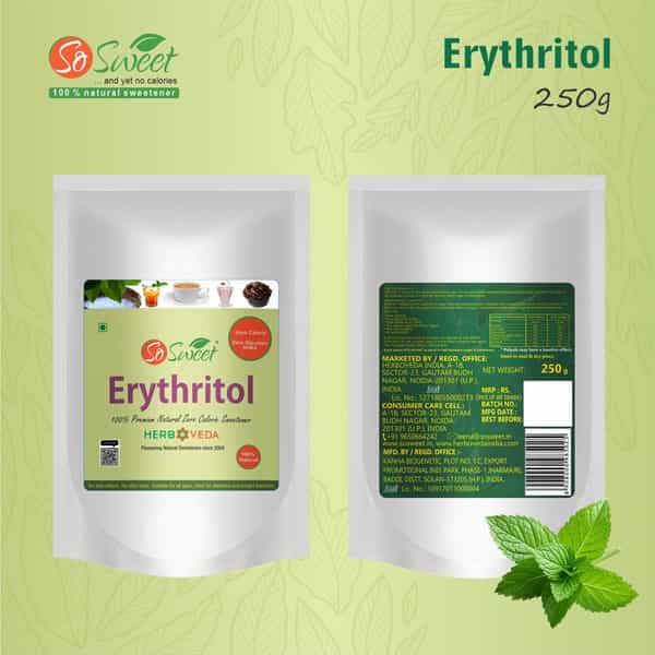 So Sweet Erythritol Powder 250Gm Natural Sweetener Sugar Free (Pack Of 3)