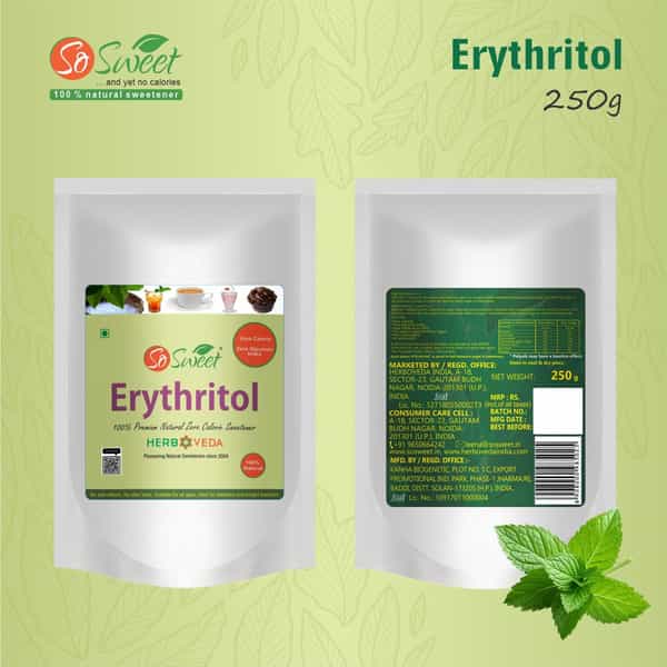 So Sweet Erythritol Powder 250Gm Natural Sweetener Sugar Free (Pack Of 3)