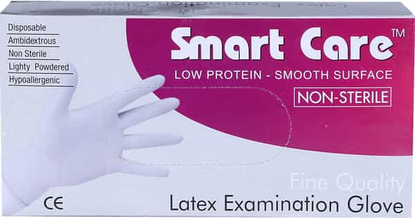 Smartcare Examination Gloves Powdered (Large) Pack Of 100 Pcs