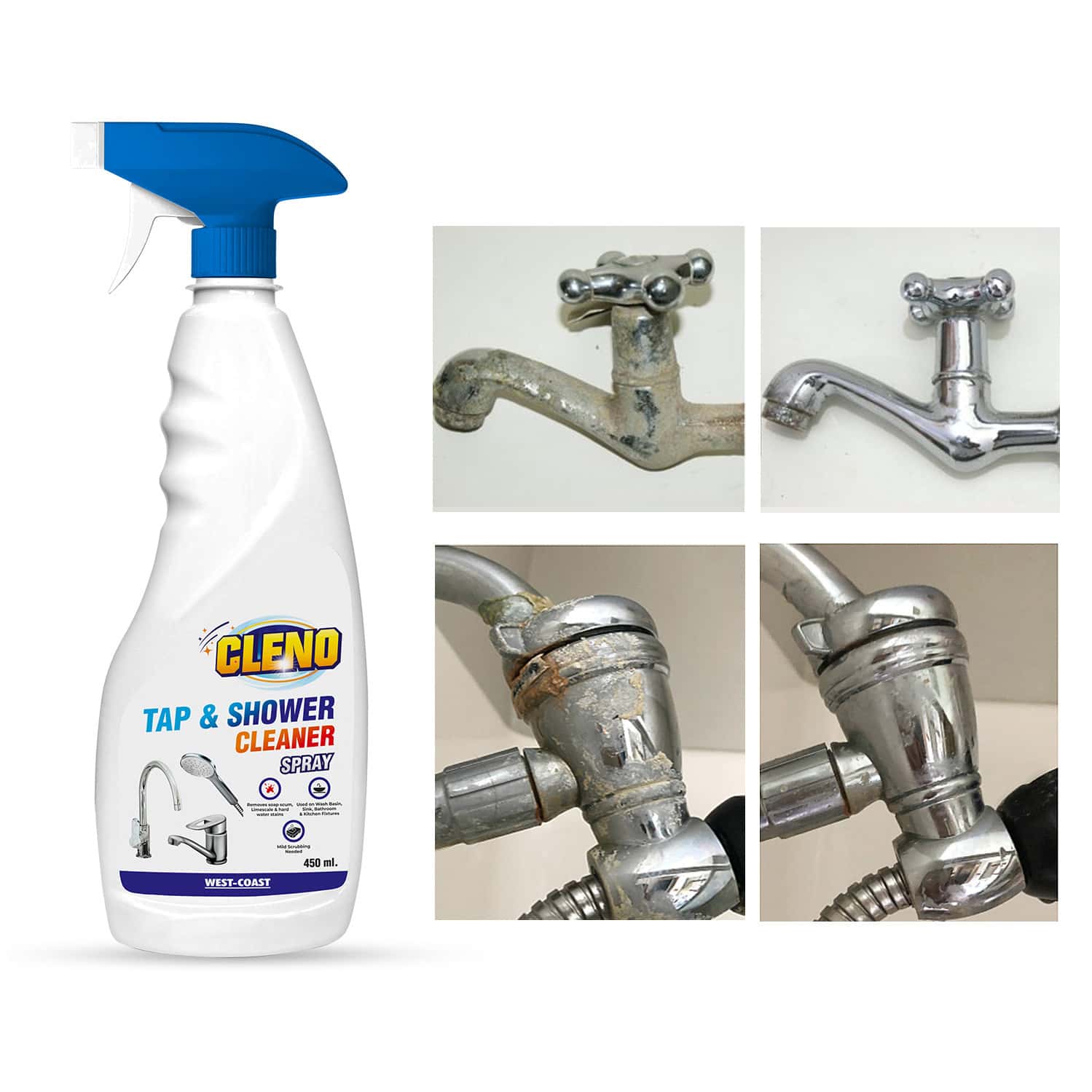 Buy CLENO TAP & SHOWER CLEANER SPRAY TO CLEAN BATHROOM KITCHEN TAP