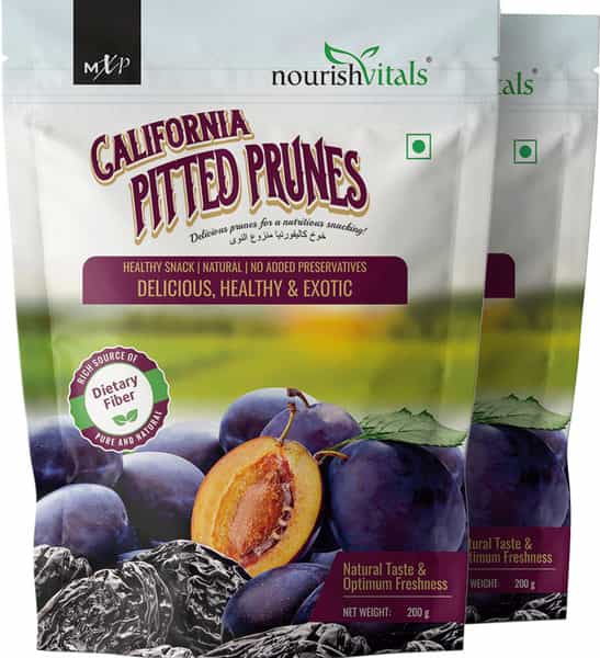Nourishvitals California Pitted Pruins Healthy Snack 200 G (Pack Of 2)