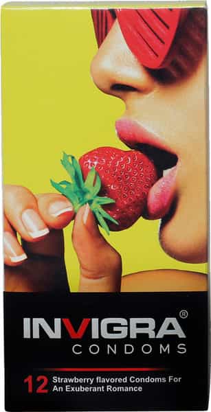 Invigra Strawberry Condoms - 12 Condoms