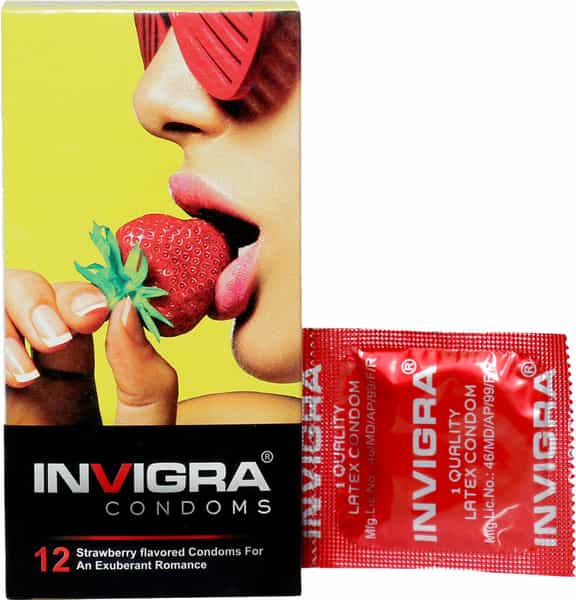 Invigra Strawberry Condoms - 12 Condoms