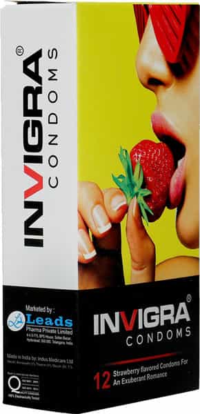Invigra Strawberry Condoms - 12 Condoms