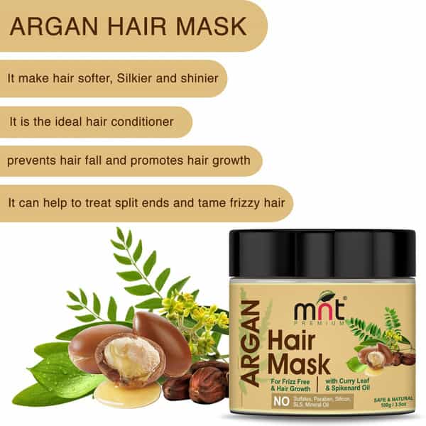 Mnt Argan Hair Mask With Curry Leaf & Spikenard Oil (100G) For Damaged Hair Repair (100 G)